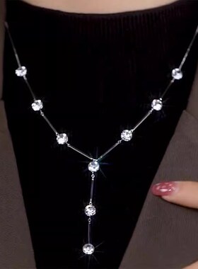 轻奢小众设计长款毛衣链2024年新款锁骨链高级感T网红项链秋冬配