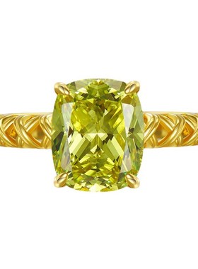 珠宝2023i新款925银轻奢简约9*11橄榄绿戒指跨境ins风时尚百搭