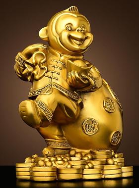 全黄铜猴子摆件十二生肖金属猴金福猴家居工艺品桌面装饰礼品纯