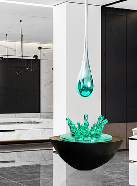 售楼处展厅e酒店大堂吊装水滴雕塑轻奢电镀挂饰商业中心样板间饰