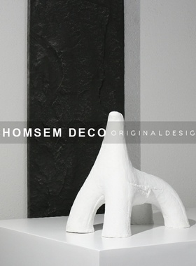 简约现代几何黑白抽象样板房间售楼处H客厅软装饰品展厅艺术摆设