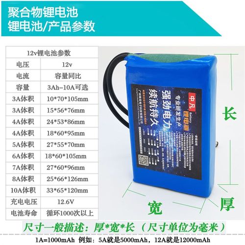12v锂电池 大容量照明灯移动电源监控洗车机伏户外充电电池组电瓶 - 图1
