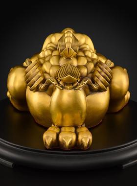 黄铜霸王金蟾摆件三足蟾客厅玄关酒柜装饰品三脚蟾蜍店铺金蝉大号