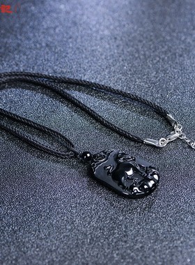 石头记十二生肖项链牛年男女吉祥玉坠黑曜岩吊坠项链挂坠