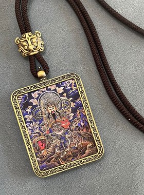 唐卡 关公唐卡 吊坠项链景区武财E平安招财配饰纪念品关二爷吊牌