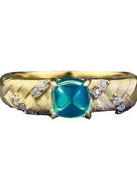 珠宝新款g仿真皇家蓝8*10椭圆戒指女S925银简约指环订婚戒指