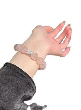 天然粉水晶手串桃花粉水晶手链紫A水晶手链高冰透手链情侣款送礼