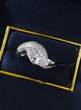 新款2025新款925银戒指6*12马眼钻戒欧美Oins风结婚戒戒指环女