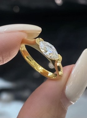 珠宝 925银热p卖新款简约马眼钻戒米粒菱形锆石设计情侣指戒