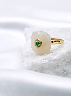 SereniGem谧彩境 S925和田玉平安扣戒指