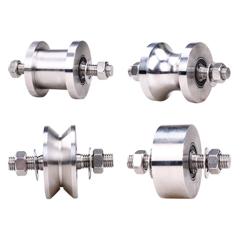 //Iron door groove wheel round tube wheel/industrial steel wire rope/wheel xDV angle iron type H track wheel steel type stainless steel pulley character