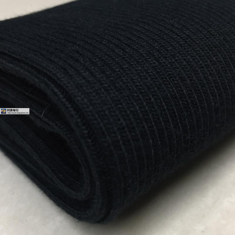 黑加厚棉针织2x2罗文收口脚口领口面料秋冬棉羽绒服收口螺纹布料 - 图3