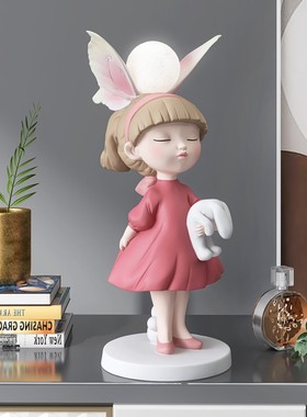 女孩玄关灯摆件客l厅电视柜卧室床头高档家居饰品新年礼物乔迁礼