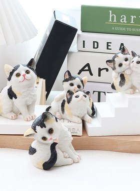 可爱三花猫元素摆件桌面汽车装饰手E工艺品创意礼品生日礼物送女
