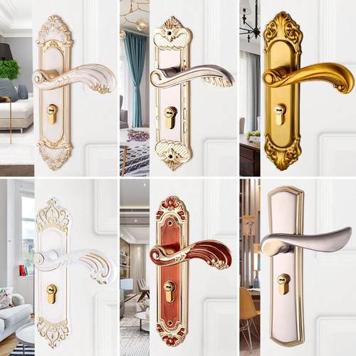 欧式房门锁家用室内卧室锁实木门把手静音琥珀黄古执手通用型锁具 - 图1