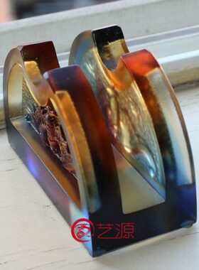 琉璃摆件创意家居商务办公桌饰品福到名片夹同事朋友礼品礼物实用