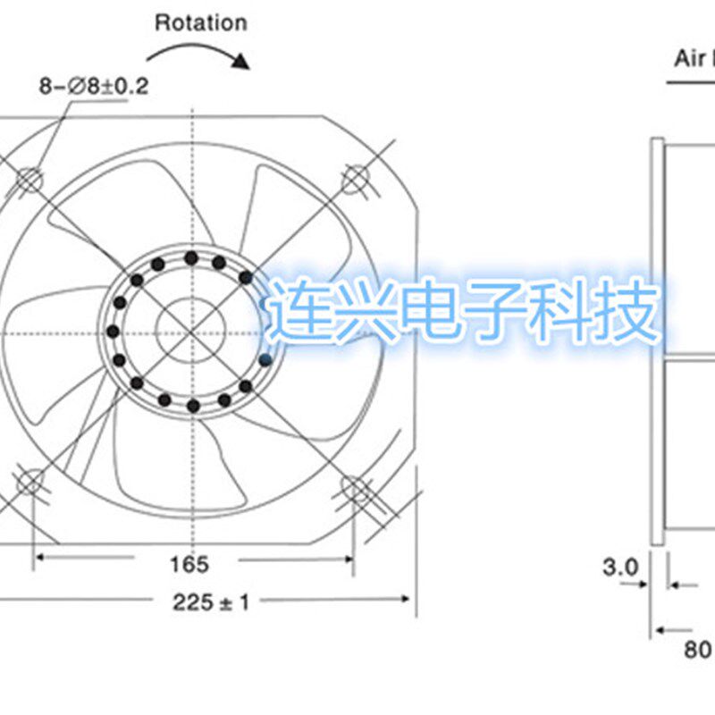 全新 COSTECH C22S23/12HKBD00 230V/115V 全金属散热风扇 22580 - 图2