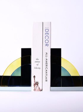 现代简约拼色水晶创意轻奢书靠摆件售楼部电视柜书房台面拼接书档