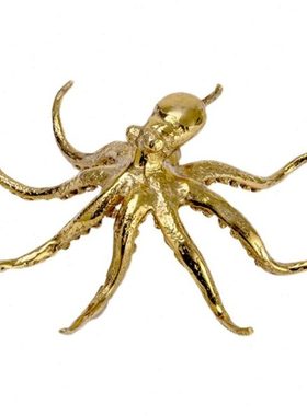 现代简约创意金色抽象章鱼几何摆件北欧儿童房书柜客厅动物装饰品