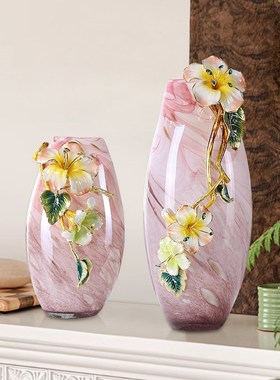 粉色花瓶摆件客厅现代百合花茶几餐桌插花花器电视T柜高级感装饰