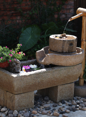 庭院微景观假山流水鱼池阳台水系造景I喷泉户外花园装饰水池摆件