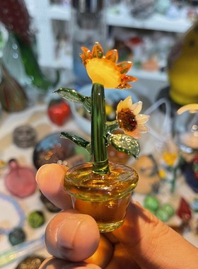 淄博博山琉璃向日葵摆件迷u你手工玻璃家居装饰礼品礼物生日客厅