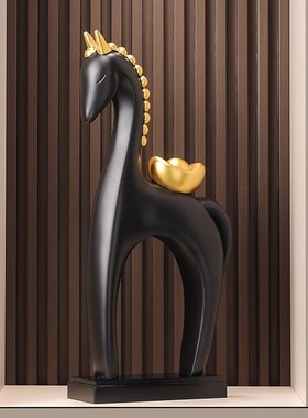 现代艺术马上有钱摆件大号玄关装B饰马电视柜轻奢高档乔迁开业礼