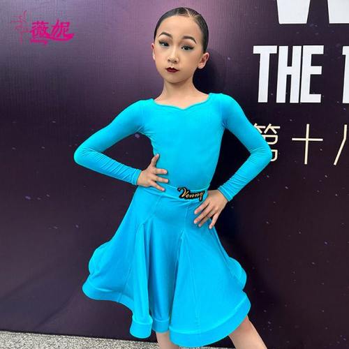 薇妮拉丁舞服女儿童规定服进口丝绒分体两件套比赛服定制国标舞服 - 图2