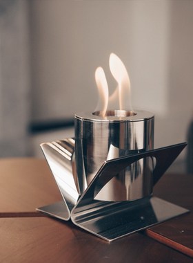 VELUTA桌面酒精壁炉真火壁炉台面火炉装置艺术烛台创意情侣暖手炉