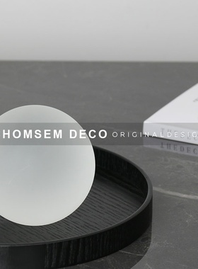 现代简约轻奢几何l电镀磨砂玻璃水晶圆球摆件样板房间书房软装饰