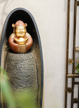 招财落地流水摆件新中式客厅电视柜F旁循环水喷泉茶室店铺装饰水