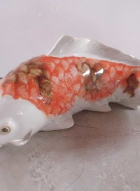 锦鲤三条 陶瓷工艺品摆件 石湾公仔 家居饰品客厅摆设 鲤鱼 挂壁