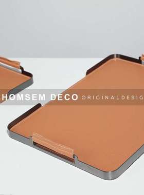 从上简约金d属创意摆件收纳托盘样板间客厅玄关博古架高端置物装