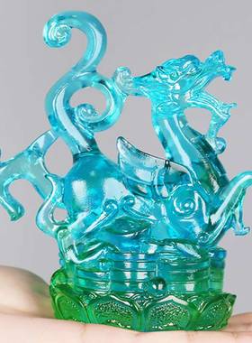 琉璃四神兽摆件青龙白虎朱雀玄武水晶装饰送礼办公室玄关桌面摆设