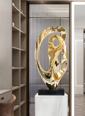 现代样板间轻奢落地雕塑装饰酒店大厅电镀摆件会所客厅软装艺术品