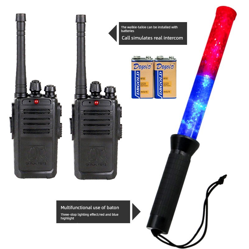 儿童交通LED指挥棒交警道路指挥信号警示灯红蓝爆闪对讲机 - 图0