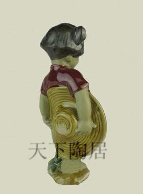 石湾公仔陶瓷小花摆件书房客厅电视柜玄关客居饰品摆设娃娃礼品