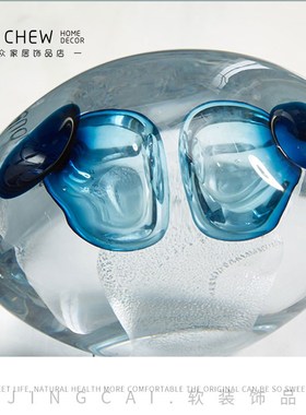 轻奢现代蓝色异型桌面高档摆件样板间售L楼处客厅酒店玄关摆设品