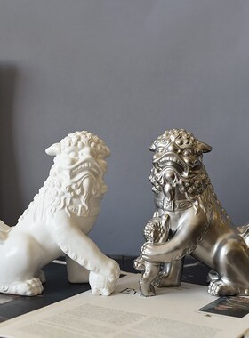 意式极简狮子雕塑陶瓷摆件别墅会所电视柜酒柜动物小众艺术装饰品