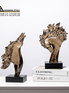 现代轻奢雕塑马头摆件家居客w厅酒店样板间书房陈列柜软装饰品摆