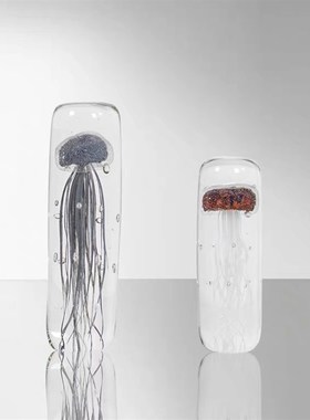 轻奢极简海洋主图水母桌面摆件样板售楼处客厅卧室U边几儿童房摆