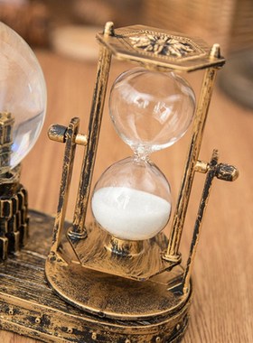 复古发光埃菲尔铁塔海豚摆件沙漏水晶球送男O女生生日礼物儿童闺