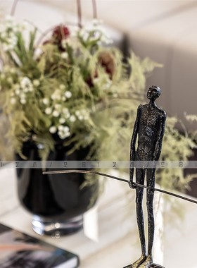 空合 现代e轻奢艺术玻璃花器酒具托盘 样板间售楼处酒店客厅摆件