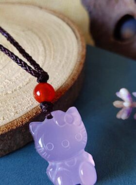 洁白无瑕的爱~卡通哈喽kitty猫白玉项链情人节礼物送闺蜜送女友