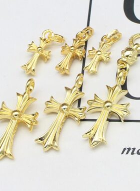 s925纯银镶钻镀金十字架吊坠日韩气质百搭男女唯美森系项坠挂坠潮