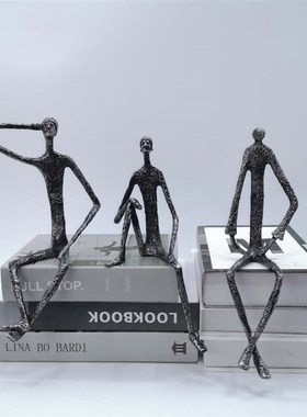 简约现代样板房创意金属人物雕塑摆件新中K式别墅酒店家居软装饰