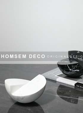 现代大理石纹路扭转半球摆件家居客厅桌面电视Q柜创意软装饰品摆