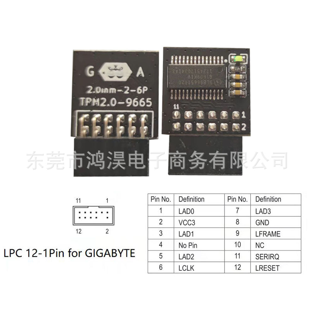 GA技嘉LPC 12PIN tpm 2.0远程卡加密安全模块 - 图0