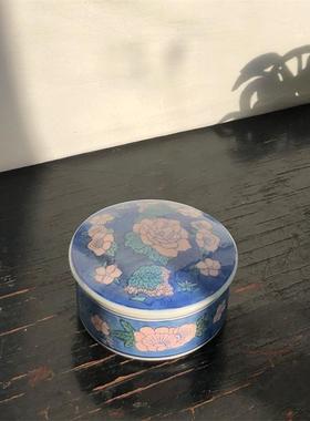复古老货粉彩印泥盒首饰盒陶瓷收纳盒手帐印泥缸粉盒中式软装摆件