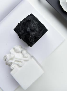 禅意新中式树脂白色玉璧摆件现代简约样板间客厅酒柜玄关桌面装饰